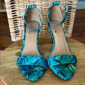 Aerosoles Heelrest Vibrant Blue & Green Floral Heels